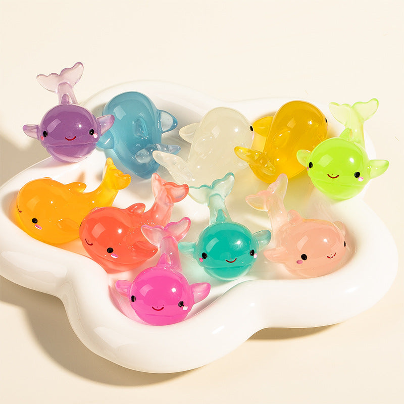 Magic Bag---Luminous Dolphin Resin DIY Desk Car Decoration Size 2.4*3.7cm