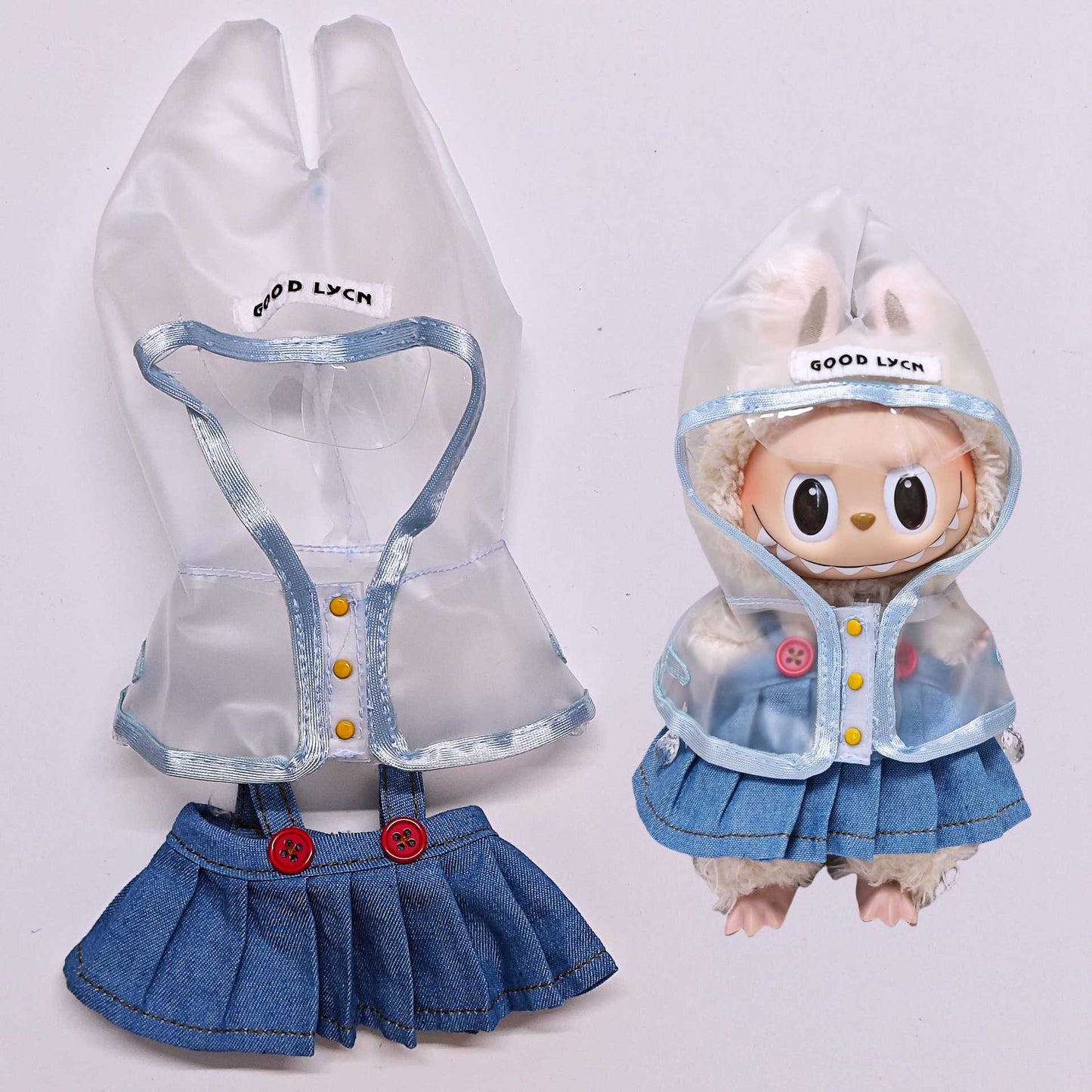 Labubu Raincoat For 15-17cm Doll Clothes Suspender Skirt Shoes Outfits Set