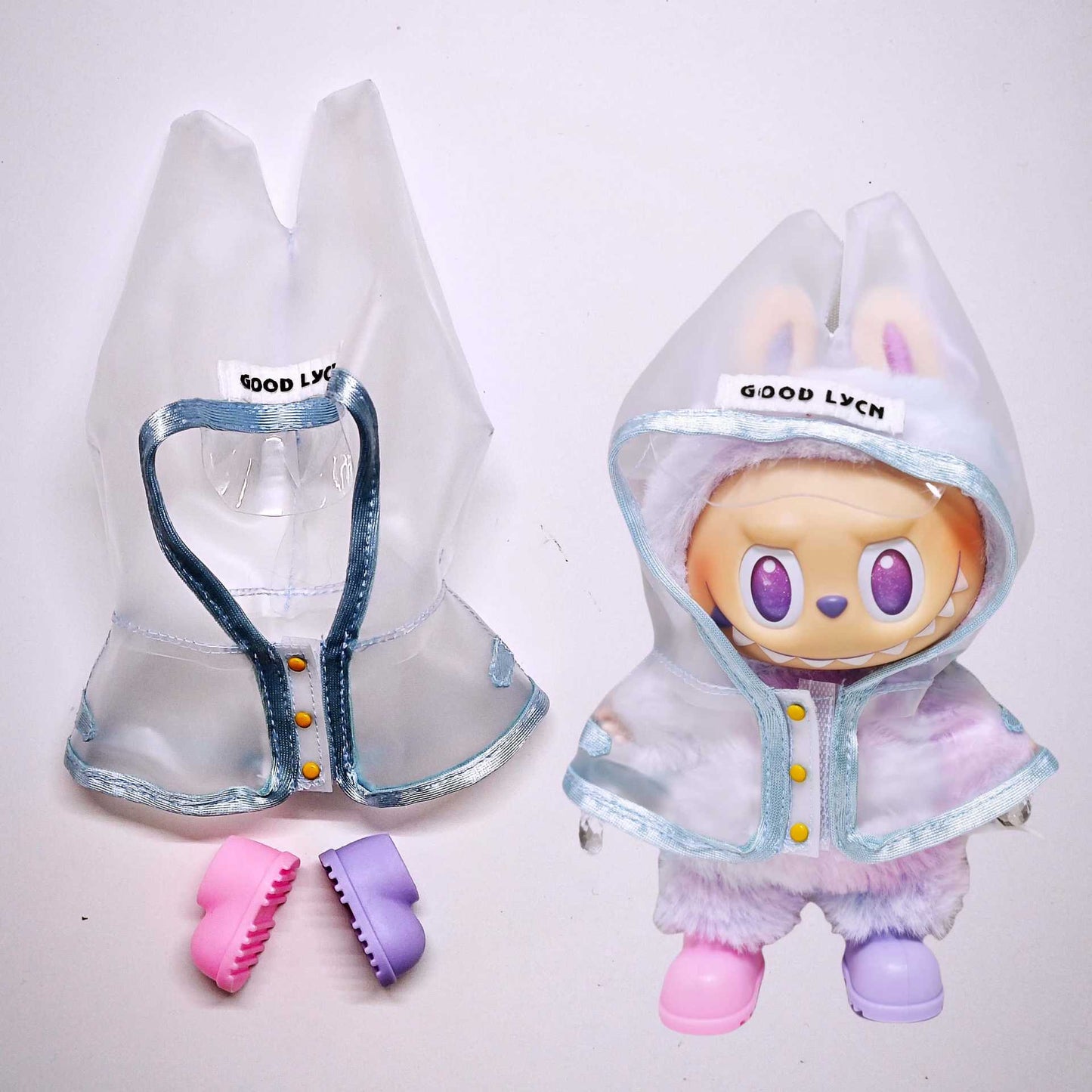 Labubu Raincoat For 15-17cm Doll Clothes Suspender Skirt Shoes Outfits Set