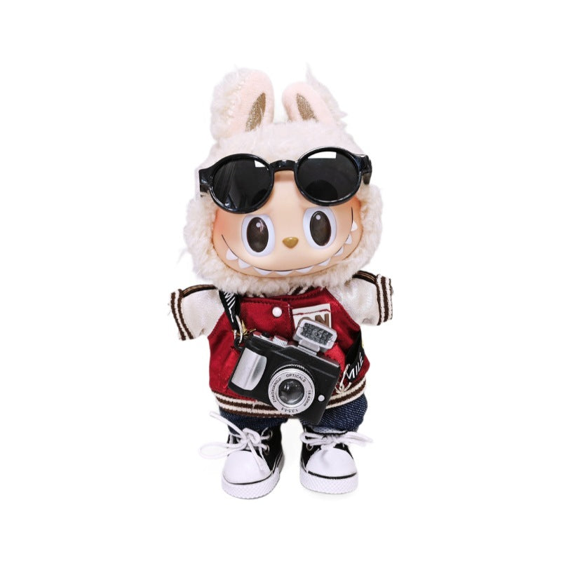 Labubu Clothes For 17cm Doll Outfits Baseball Jacket Tops Jeans Skirt Sunglasses Camera Fashion Accessories