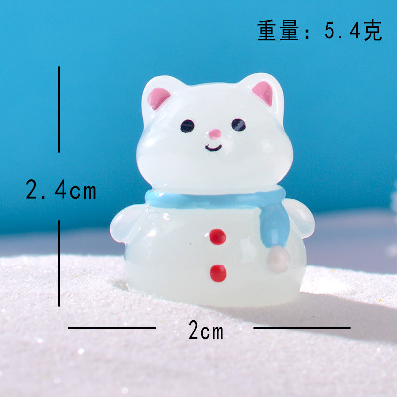 A019 Xmas Luminous Snowman Cartoon Animal Resin Table Decorations