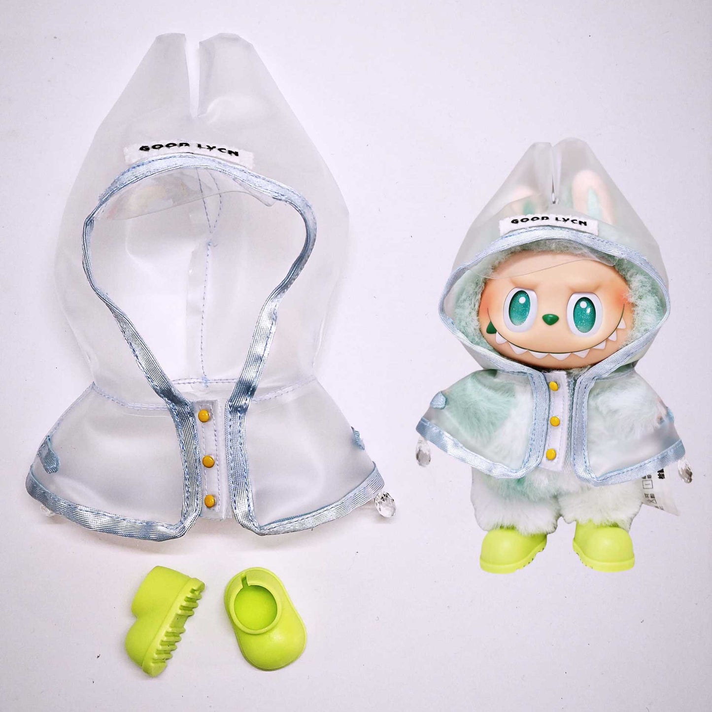 Labubu Raincoat For 15-17cm Doll Clothes Suspender Skirt Shoes Outfits Set