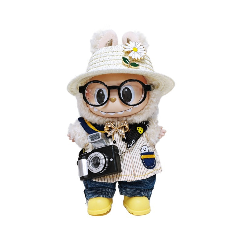 Labubu Clothes Set For V1/V2/V3 Doll Outfits Striped Tops Jeans Hat Accessories