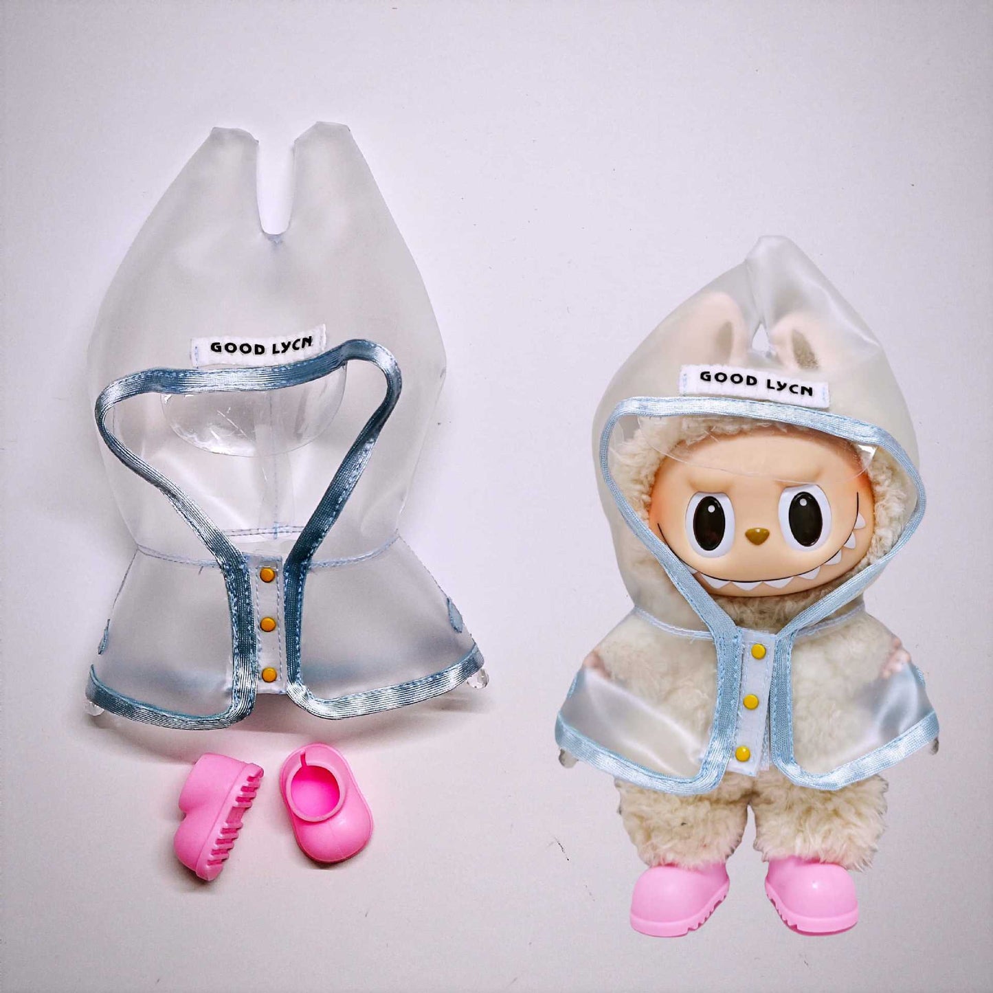 Labubu Raincoat For 15-17cm Doll Clothes Suspender Skirt Shoes Outfits Set