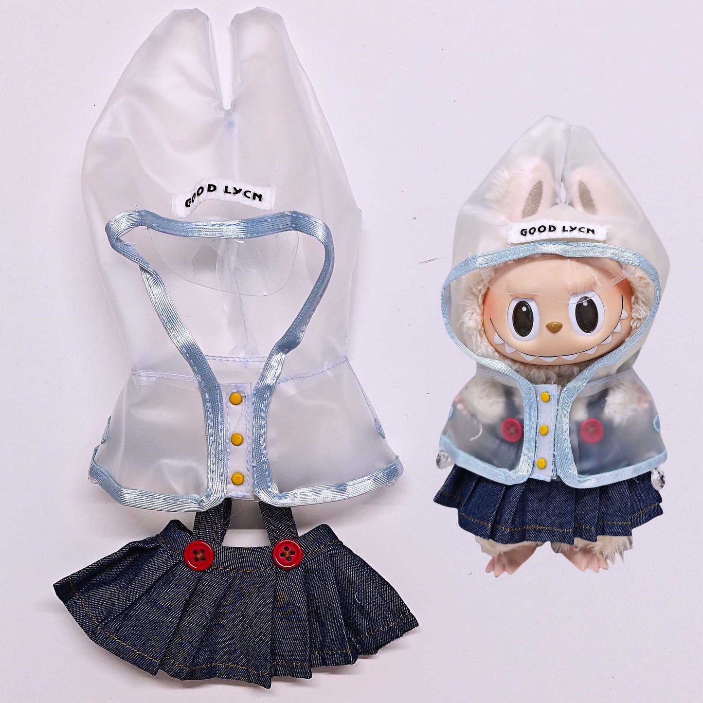 Labubu Raincoat For 15-17cm Doll Clothes Suspender Skirt Shoes Outfits Set