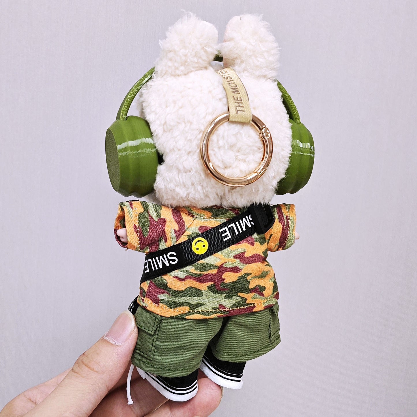 Labubu Clothes Set Fashion Camouflage Tops and Pant Headphone Camera Outfits For 15cm/17cm Lafufu
