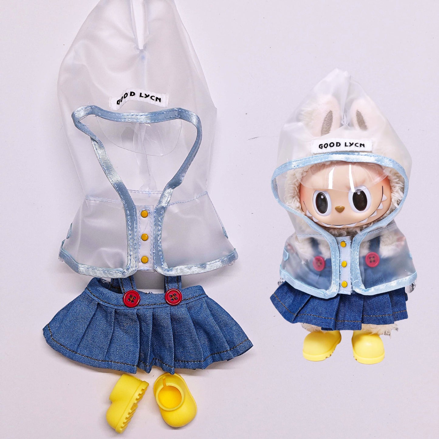 Labubu Raincoat For 15-17cm Doll Clothes Suspender Skirt Shoes Outfits Set
