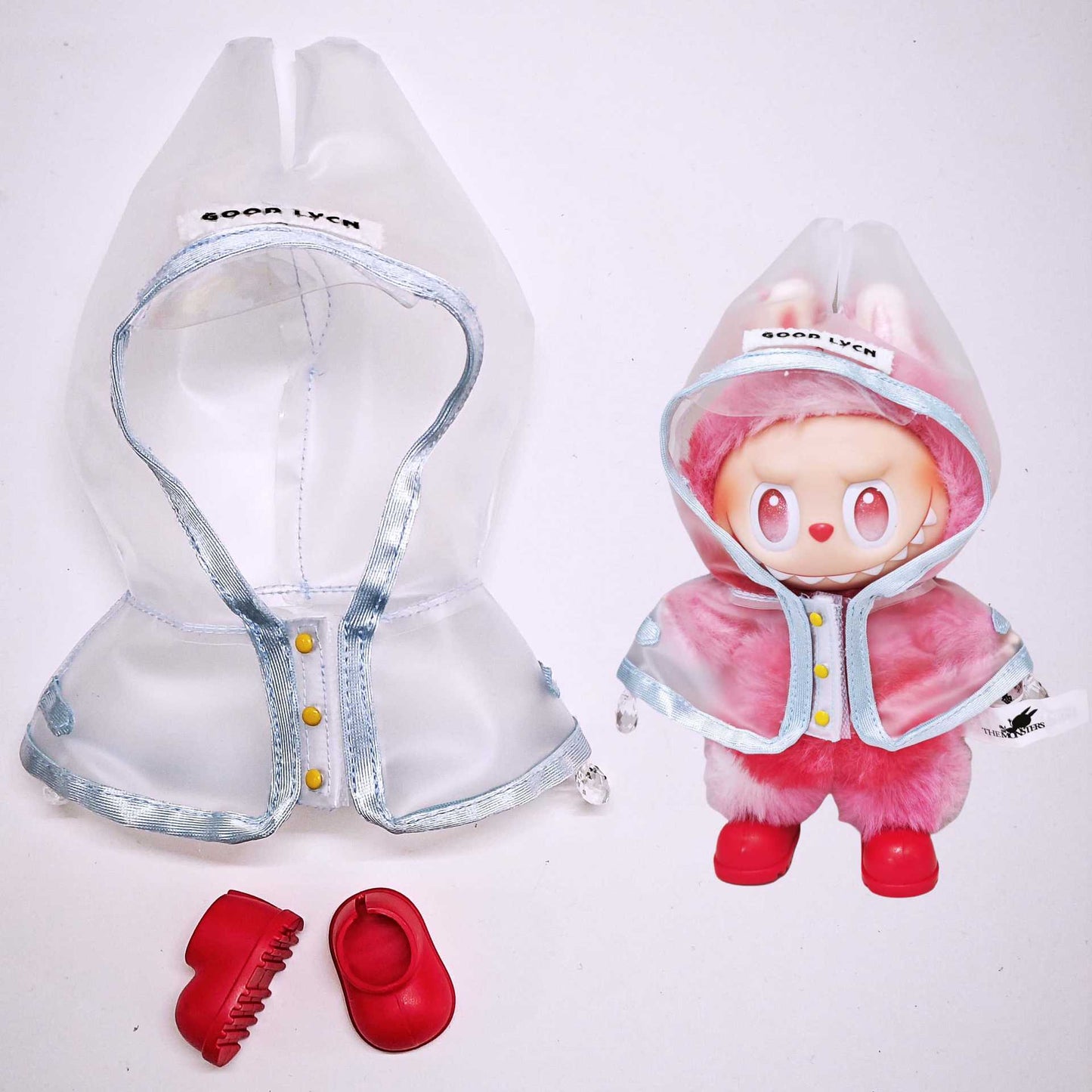 Labubu Raincoat For 15-17cm Doll Clothes Suspender Skirt Shoes Outfits Set