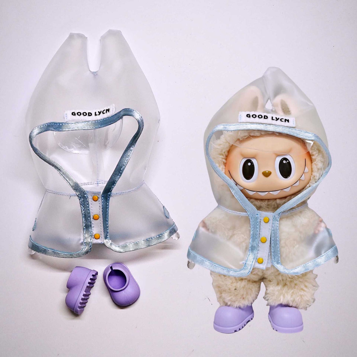Labubu Raincoat For 15-17cm Doll Clothes Suspender Skirt Shoes Outfits Set
