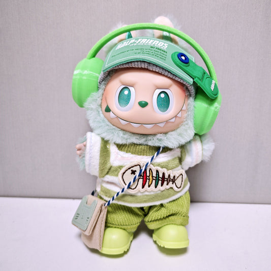 For V1/V2/V3 Labubu Fishbone Striped Tops and Pant Clothes Shoes Glass Headphone Outfits
